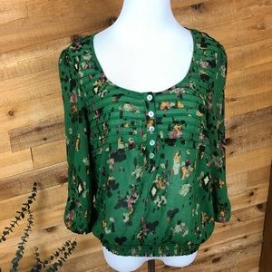 Daniel rainn long sleeve smocked sheer top